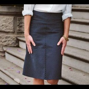 Betabrand Navy Pinstripe Work-It Skort